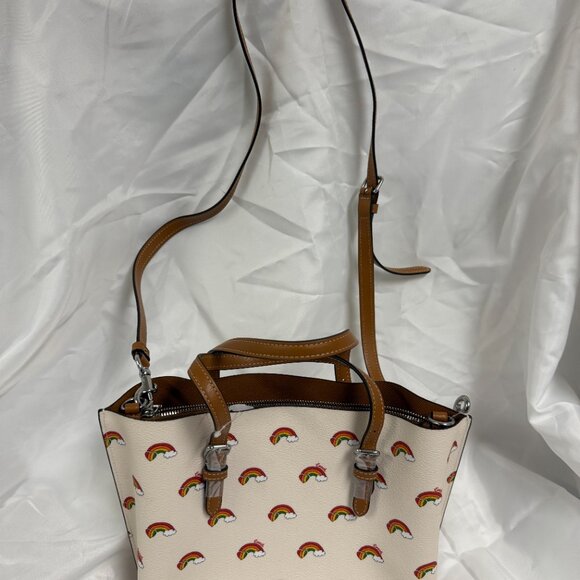 Coach Mollie Tote 25 With Rainbow Print in Chalk - Used with Tags - Picture 6 of 7